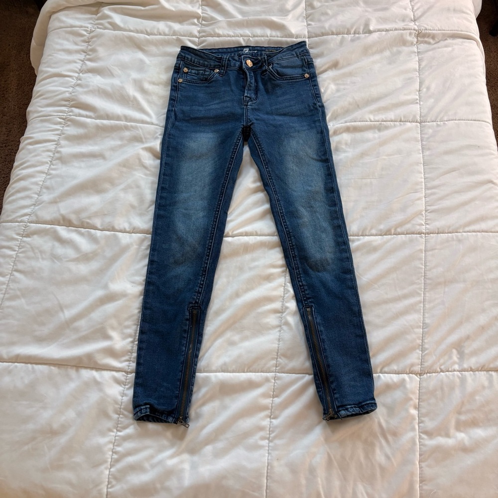 7 For All Mankind Indigo Kids Ankle Jeans with zipper girls size 12